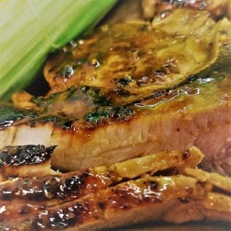 Grilled Husker Chops with Spicy Beer Mustard Glaze