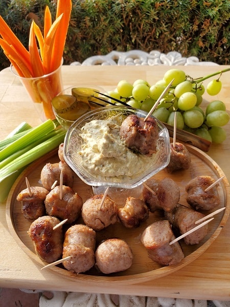 Spicy Sausage Bites with Creamy Mustard Dipping Sauce